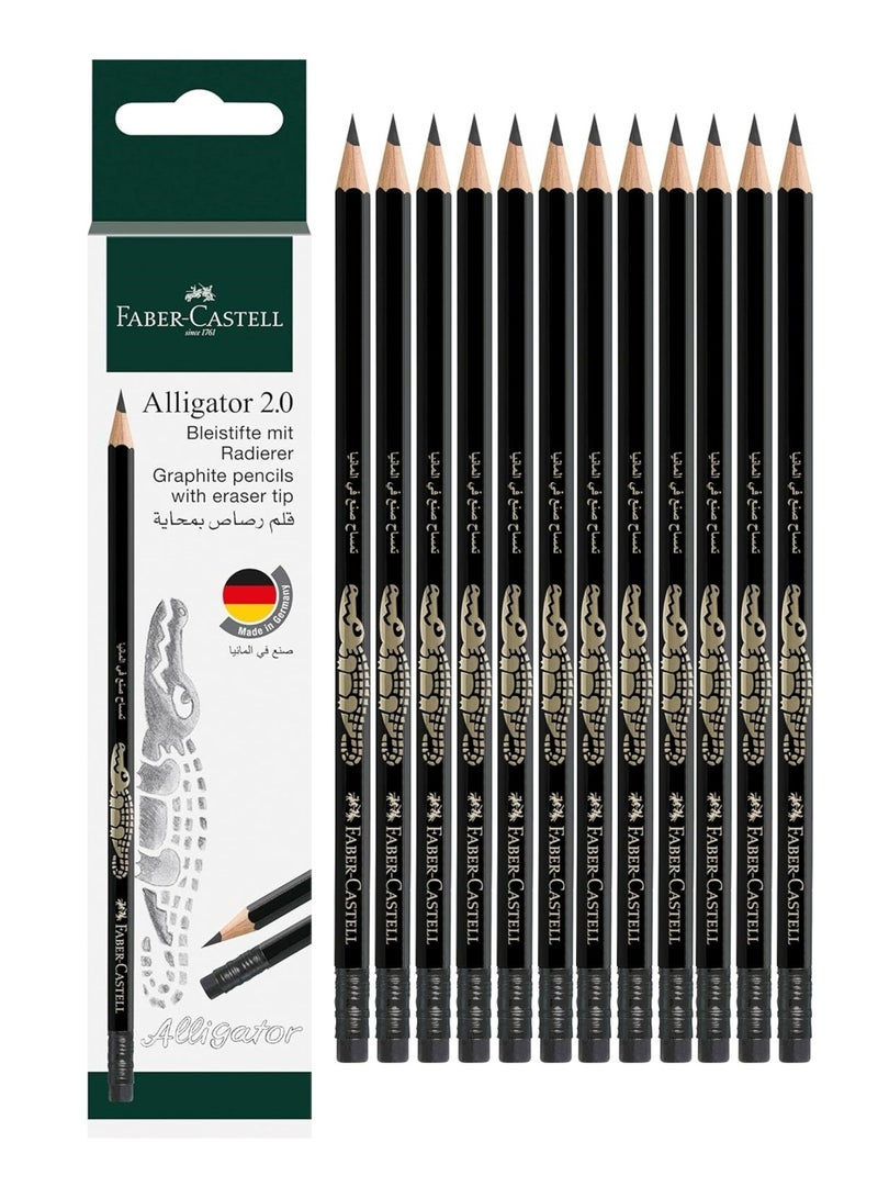 FABER-CASTELL 12 قطعة من أقلام الجرافيت 2.0 على شكل تمساح مع طرف ممحاة - Image 1