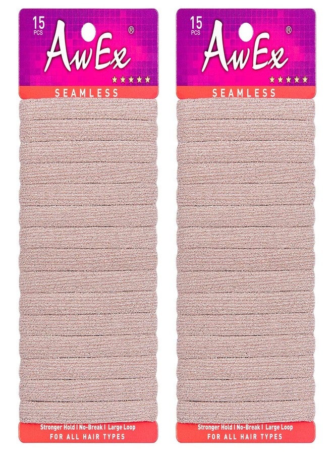 AwEx Seamless Silver Hair Ties, 30 PCS,Medium Thickness and Large Loop,Wrist Wearable Grey Hairbands,No Metal Gray Hair Scrunchies,No Pull Ponytail Holder