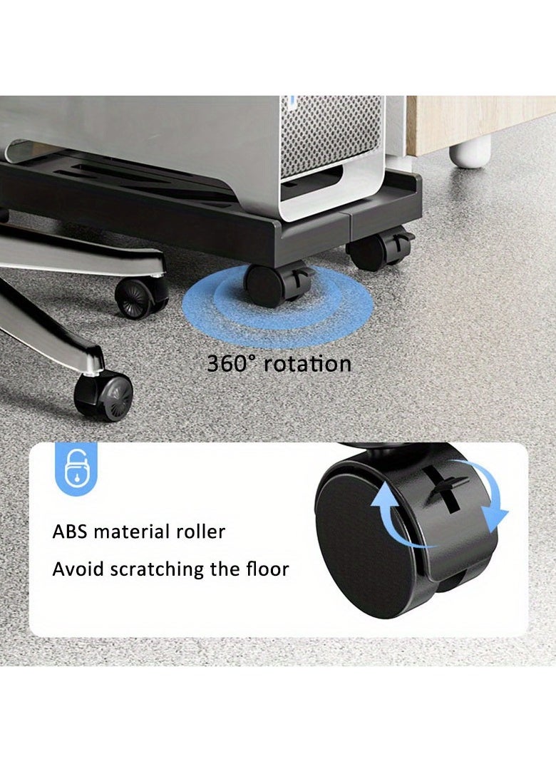AROAQ - Universal Office Computer Host Bracket and Printer Tray Removable and Retractable CPU Tray Versatile Holder for Computers Printers Air Purifiers and Small Appliances Durable and Adjustable PC Host Bracket - Image 1