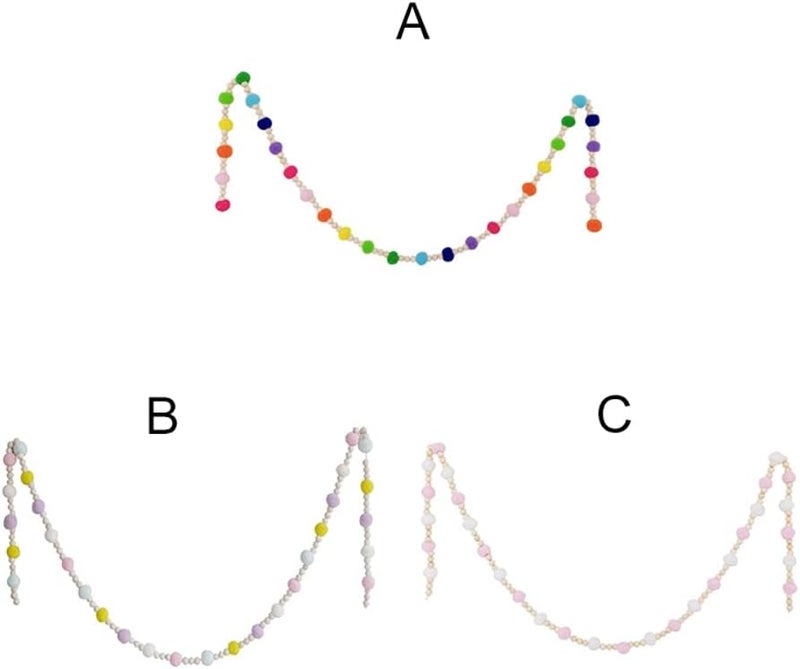 ويوبلز ديكور منزلي، خلفية، زينة جدارية، خرز خشبي، كرات شعر ماكارون، خيط، مجوهرات خيط قوس قزح (ب) - Image 4
