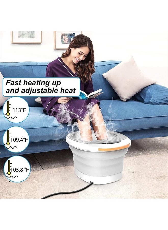 KNQZE - Foot Spa Foot Bath Massager with Heat Bubbles Vibration 4 Removable Massage Rollers (not Motorized), Collapsible Pedicure Foot Spa for Feet Pain Relief at Home Office-Gray - Image 1