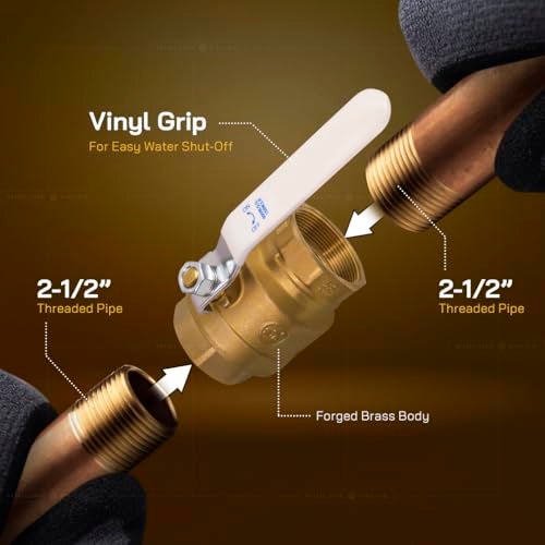 Everflow Midline Valve 832T434-NL Premium Full Port Ball Valve Brass, x 2-1/2 in. FIP - Image 5
