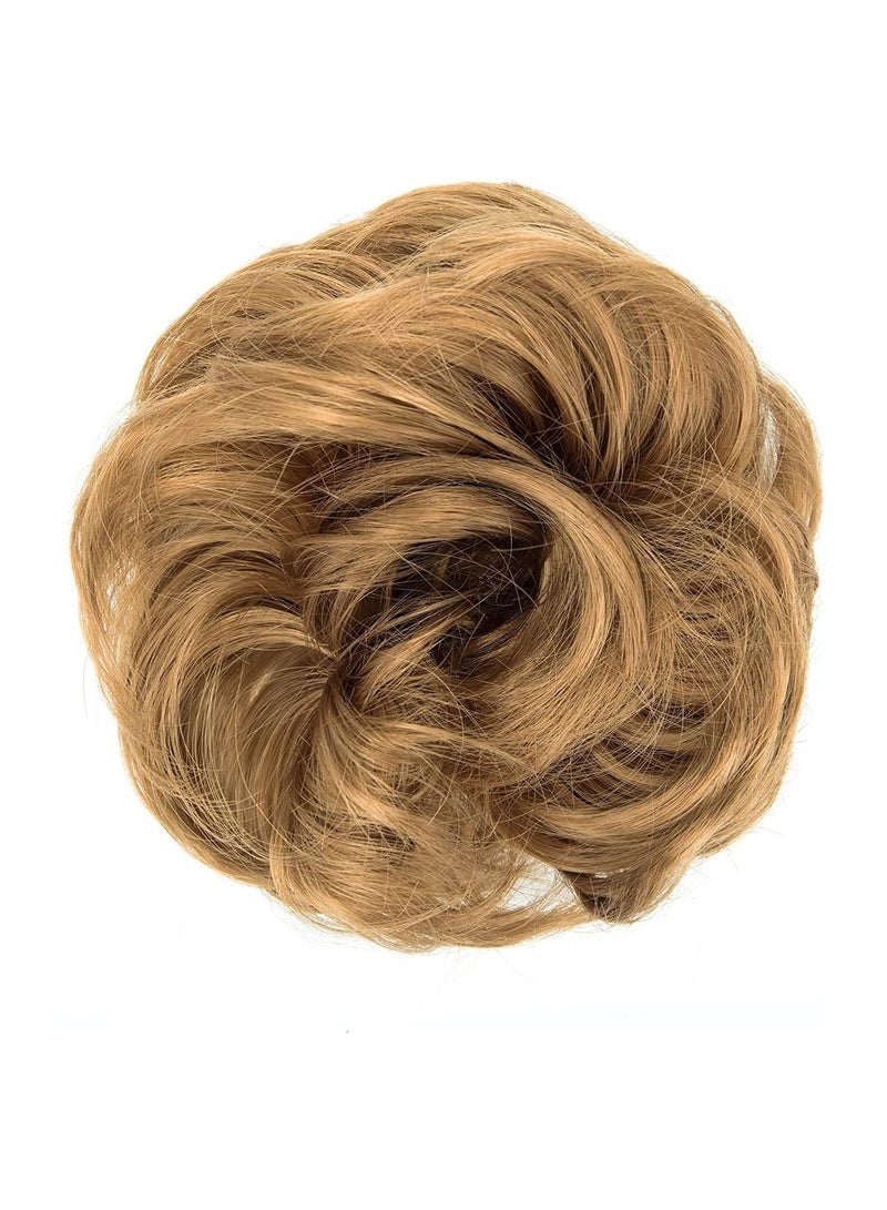 إستيل كعكة الشعر الفوضوي سكرانشي مع شريط مطاطي مرن ذيل حصان وصلات شعر أوبدو تشينيون دونات ذيل حصان شعر صناعي مجعد للنساء (رقم 1) - Image 2