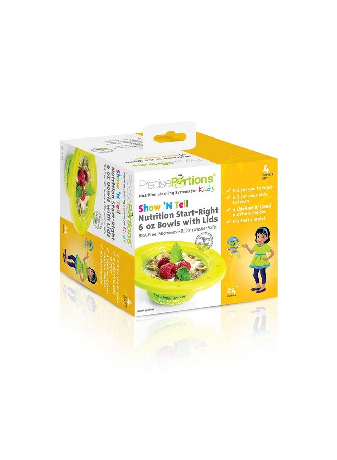 Precise Portions 6-oz Plastic Bowls with Lids | Made of BPA Free Recyclable Plastic | Nutrition Bowls for Infants, Toddlers, and Children | Kids Show 'N Tell Nutrition Guide | Pack of 4 - Image 3
