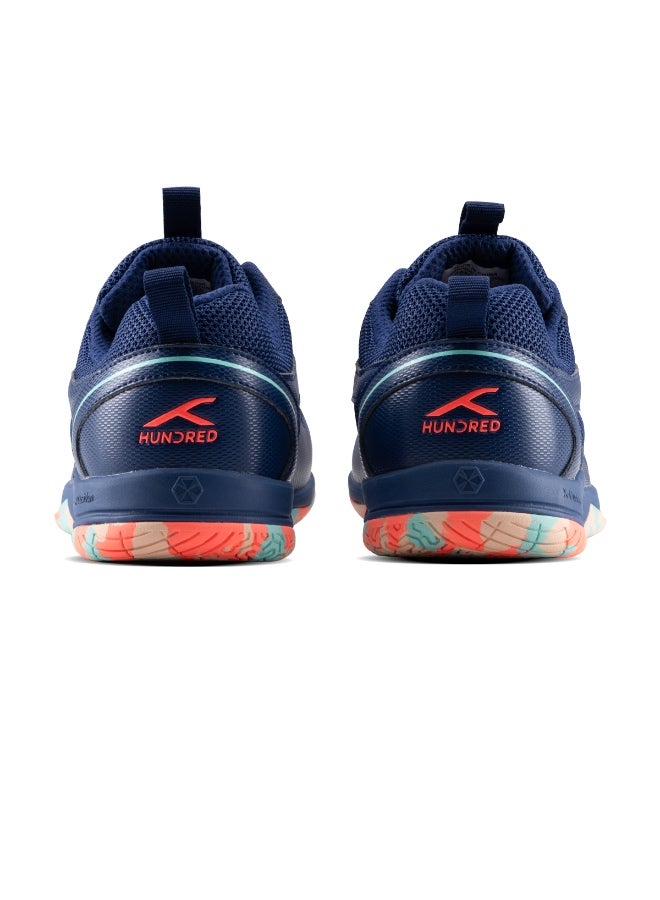 Hundred Raze Elite Unisex Badminton Shoes (Non-Marking) | Suitable for Table Tennis, Volleyball, Basketball & Indoor Sports | Lightweight & Durable | X-Cushion, Active Grip Sole | Navy/Orange/Lime/Sea Blue | EU 41 - Image 3