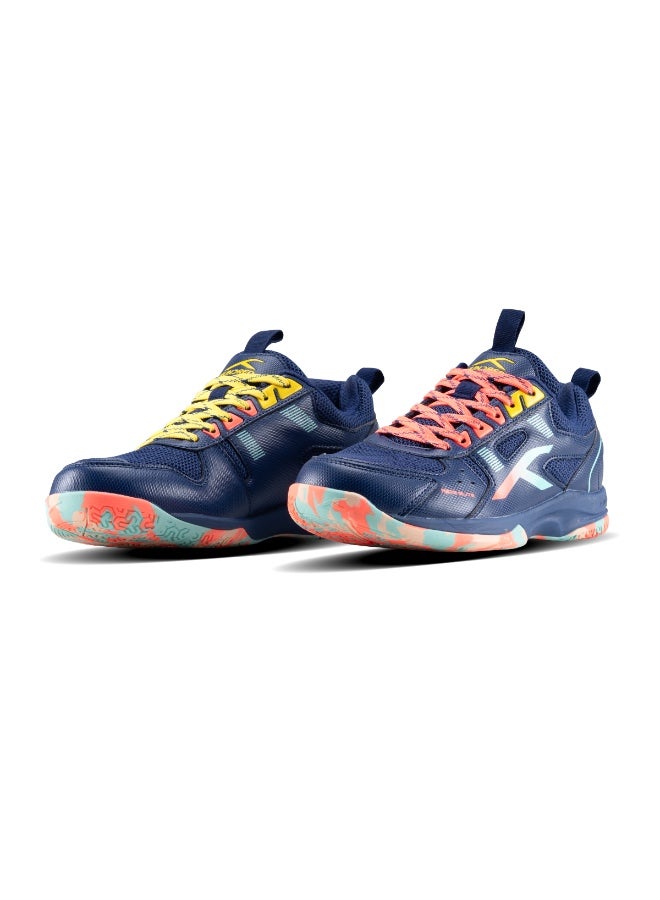 Hundred Raze Elite Unisex Badminton Shoes (Non-Marking) | Suitable for Table Tennis, Volleyball, Basketball & Indoor Sports | Lightweight & Durable | X-Cushion, Active Grip Sole | Navy/Orange/Lime/Sea Blue | EU 41 - Image 4