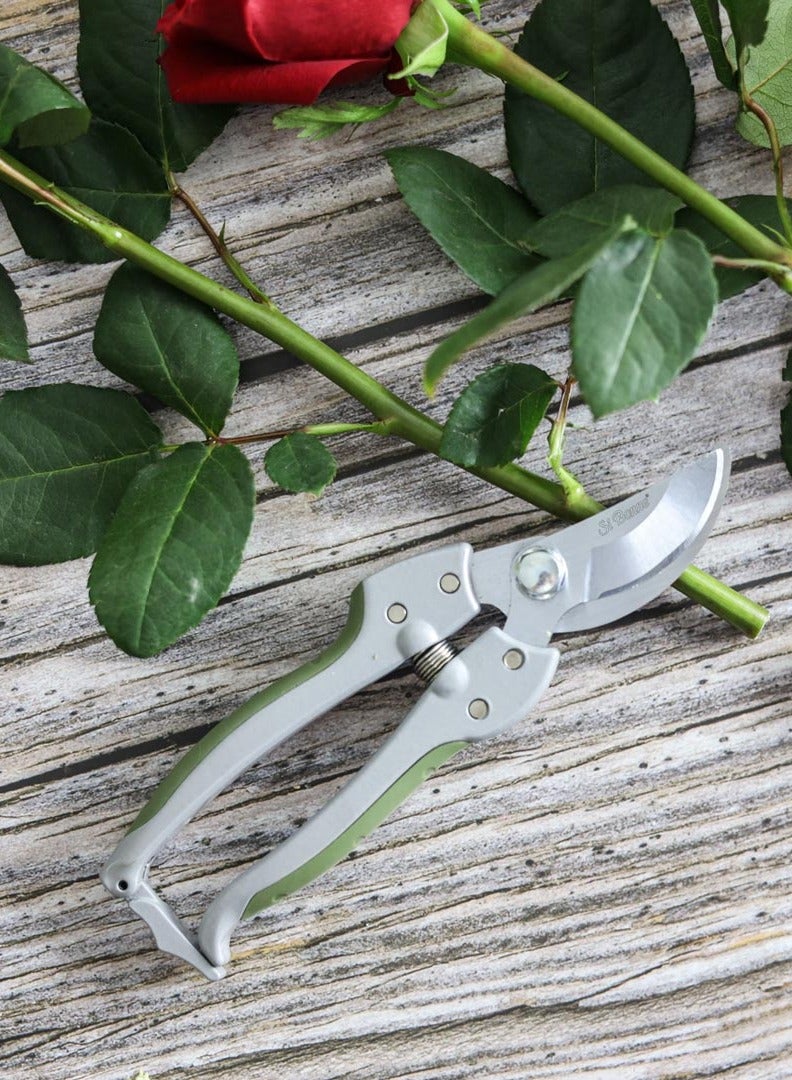 Si Bonne 7 Inch Deluxe Garden Pruning Shears, Sharp Stainless Steel Stem Pruner with Ergonomic Grip for Cutting Flowers, Herbs, Plants and Small Branches, Green - Image 2