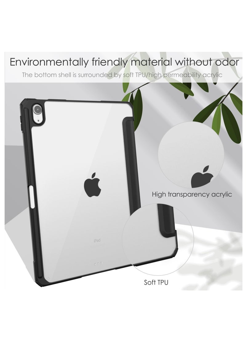 Tablet Case for Apple iPad Air 2024 6th Generation M2 11 inch Clear Transparent Hard PC Back Protective Tri-Fold Stand Slim Tablet Cover with Pencil Holder Auto Wake/Sleep