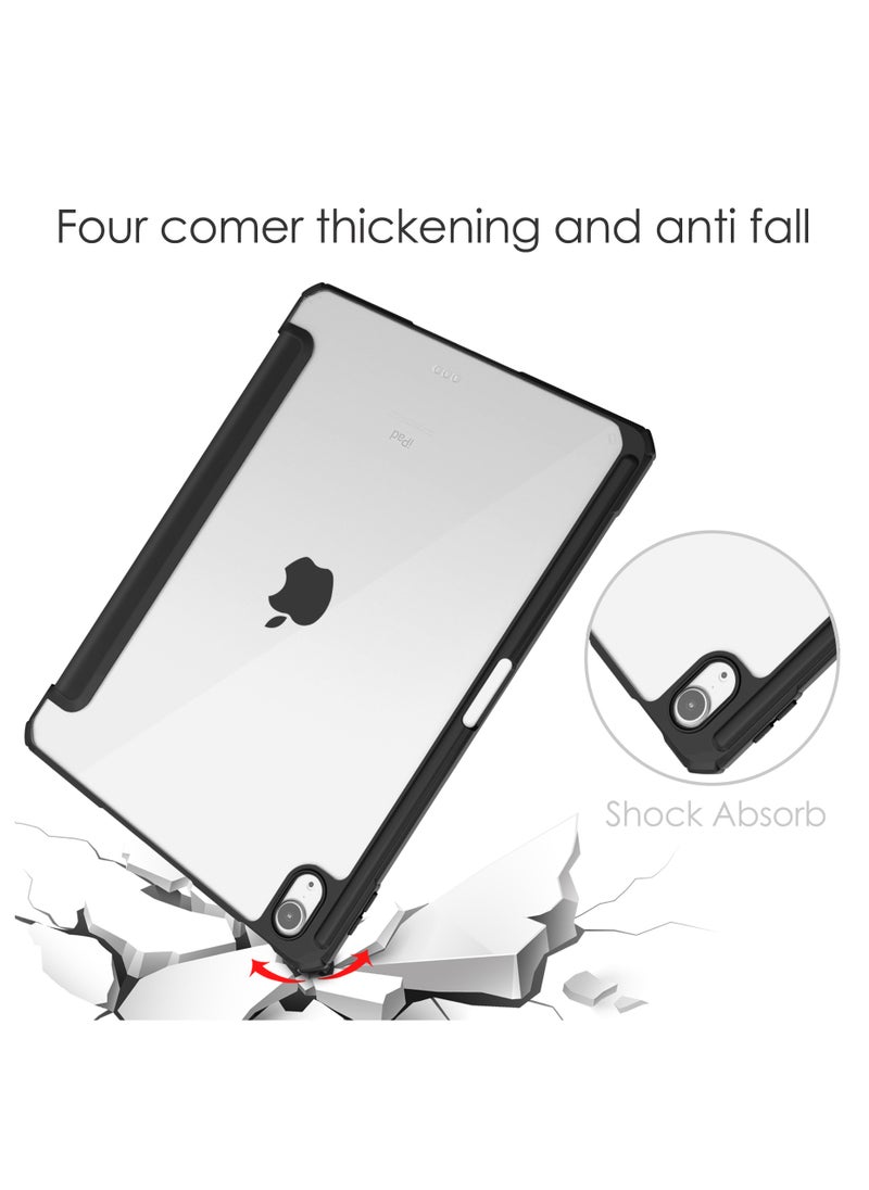 Tablet Case for Apple iPad Air 2024 6th Generation M2 11 inch Clear Transparent Hard PC Back Protective Tri-Fold Stand Slim Tablet Cover with Pencil Holder Auto Wake/Sleep