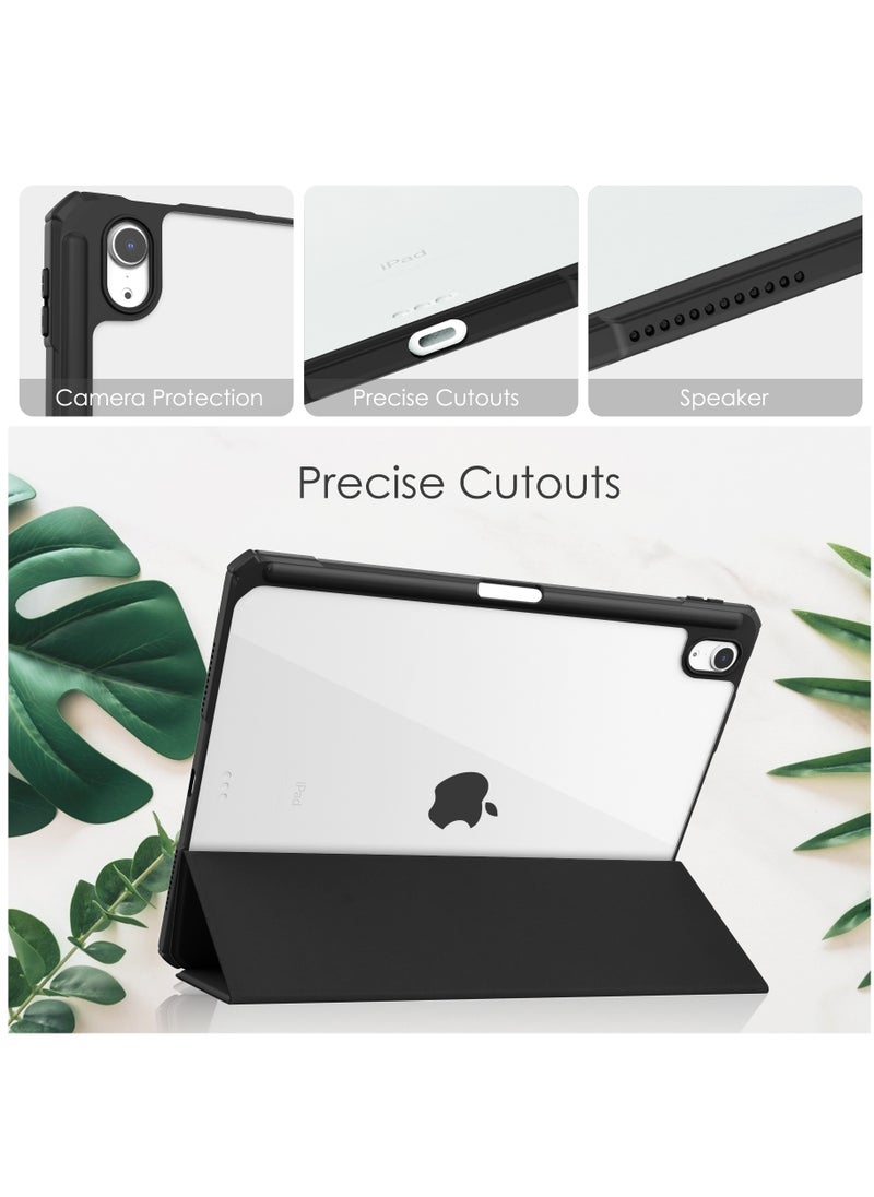 Tablet Case for Apple iPad Air 2024 6th Generation M2 11 inch Clear Transparent Hard PC Back Protective Tri-Fold Stand Slim Tablet Cover with Pencil Holder Auto Wake/Sleep