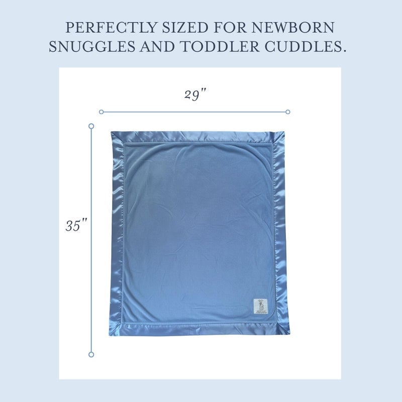 Little Giraffe Baby Blanket - Luxe Soft Blanket with Satin Trim - Baby Stroller Blanket - Newborn Baby Essentials & Baby Gifts - 29x35" - Cornflower - Image 3