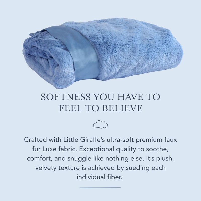 Little Giraffe Baby Blanket - Luxe Soft Blanket with Satin Trim - Baby Stroller Blanket - Newborn Baby Essentials & Baby Gifts - 29x35" - Cornflower - Image 4