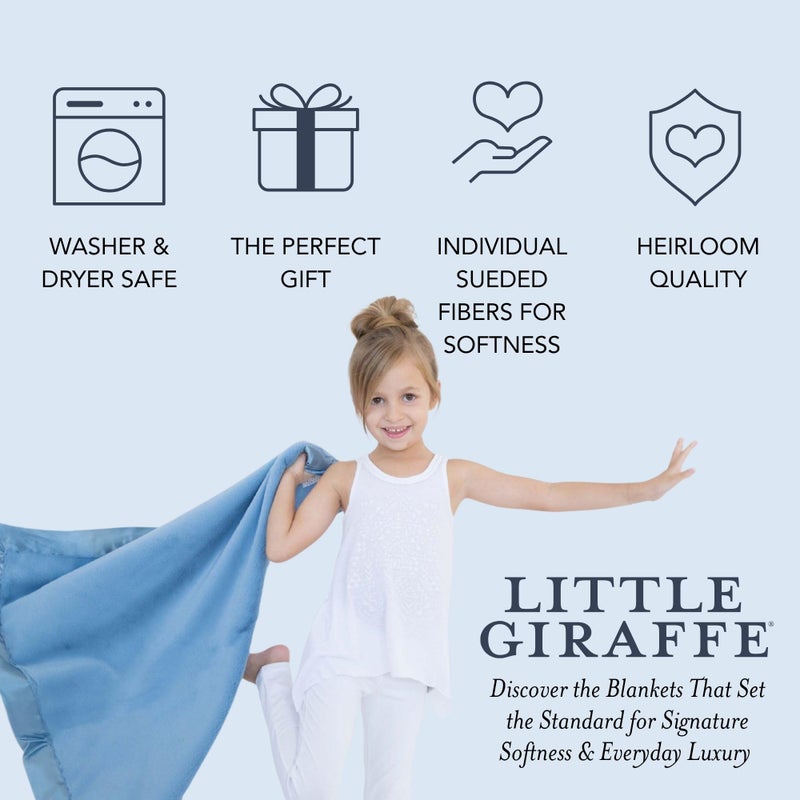 Little Giraffe Baby Blanket - Luxe Soft Blanket with Satin Trim - Baby Stroller Blanket - Newborn Baby Essentials & Baby Gifts - 29x35" - Cornflower - Image 5