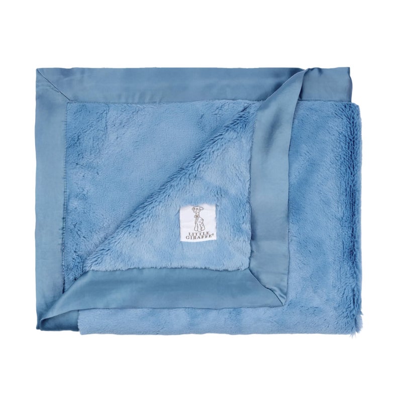 Little Giraffe Baby Blanket - Luxe Soft Blanket with Satin Trim - Baby Stroller Blanket - Newborn Baby Essentials & Baby Gifts - 29x35" - Cornflower - Image 1