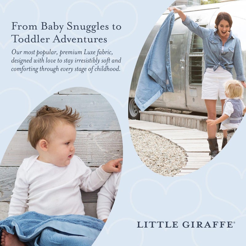 Little Giraffe Baby Blanket - Luxe Soft Blanket with Satin Trim - Baby Stroller Blanket - Newborn Baby Essentials & Baby Gifts - 29x35" - Cornflower - Image 2