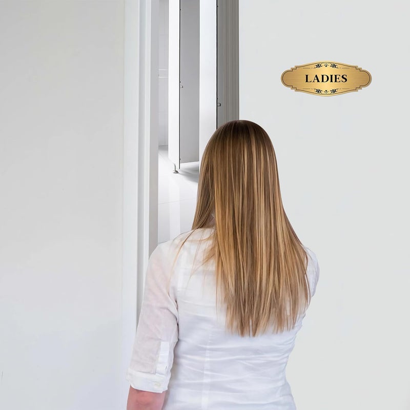 LUHIMO 2 PCS Men and Women Restroom Sign for Home and Business, Self-adhesive Waterproof Gold Ladies & Gentlemen Bathroom Door Signage Sticker Decor for House, Offices, Restaurants, Shop and Public Area - Image 5