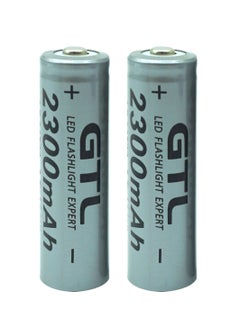 2 Pcs/Pack 3.7V 14500 2300mAH Li-ion Rechargeable Battery for Flashlight Torch,Electric Tools,Remote Control, Mobile Power, Small Fan, Radio, Toys (Grey)