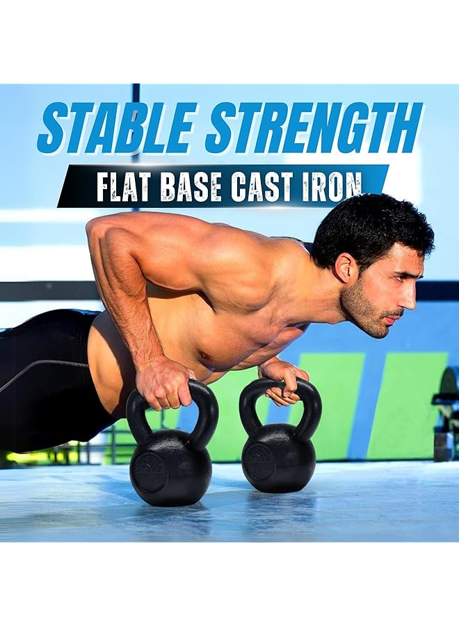 Yes4All Kettlebell Weights Cast Iron/Kettlebells Powder Coated Strength Training Home Gym Full Body Exercises - Image 3