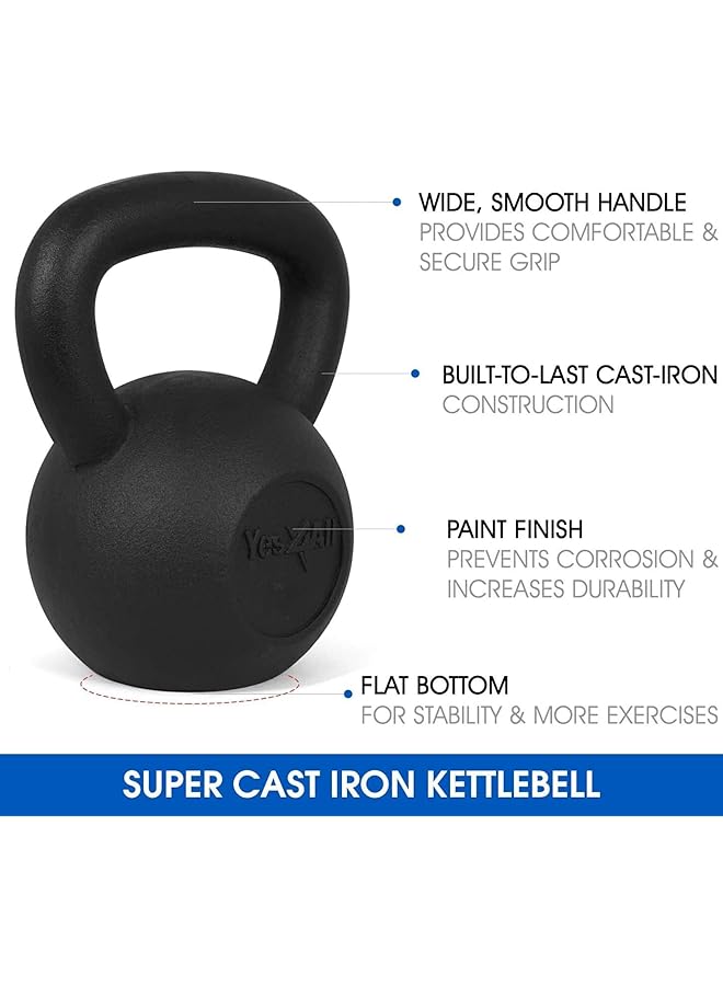 Yes4All Kettlebell Weights Cast Iron/Kettlebells Powder Coated Strength Training Home Gym Full Body Exercises - Image 2