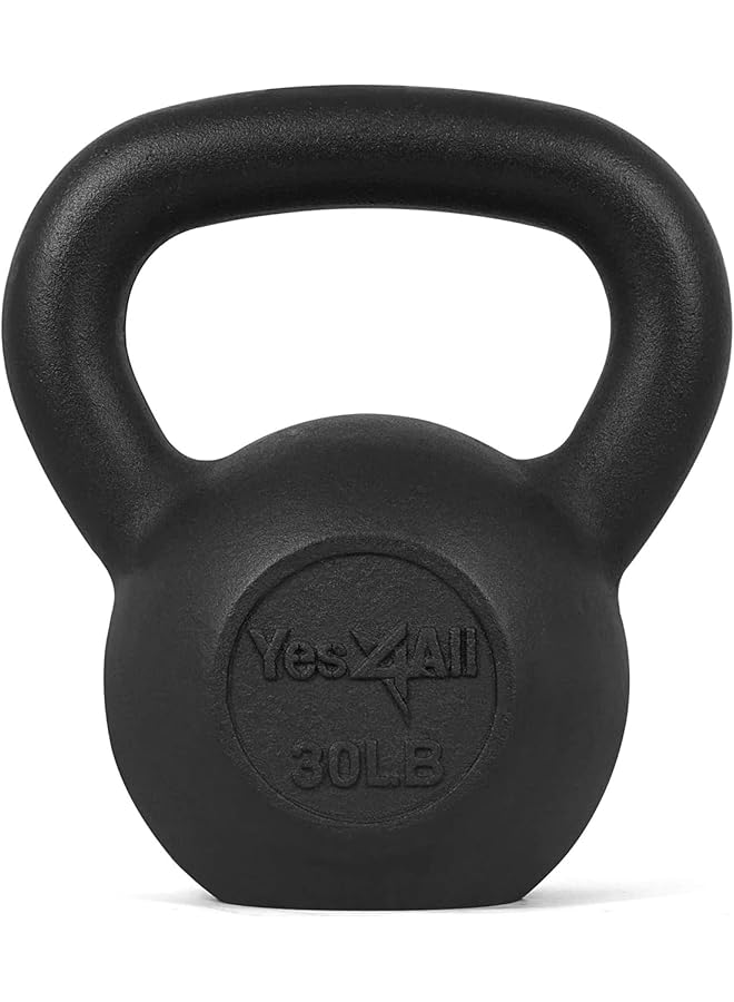 Yes4All Kettlebell Weights Cast Iron/Kettlebells Powder Coated Strength Training Home Gym Full Body Exercises - Image 1
