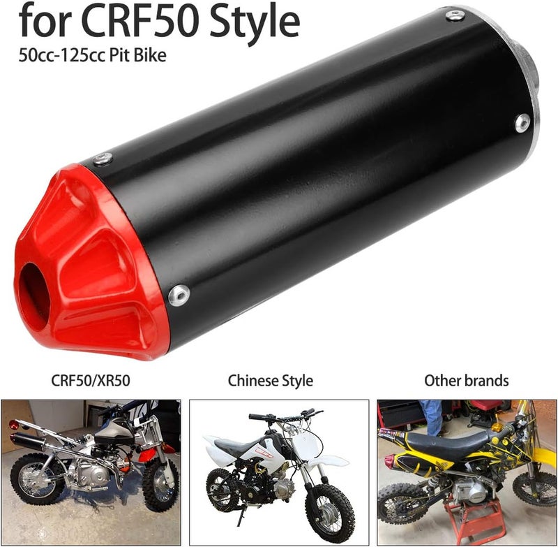 FVRITO Exhaust Muffler Silencer Pipe Assembly Kit for 70cc 90cc 110cc 125cc CRF50 XR50 SSR SR110 Roketa Taotao DB14 DB10 X-PRO DB-X20 SDG Coolster Chinese Mini Pit Dirt Bike Motocross Parts Red - Image 4