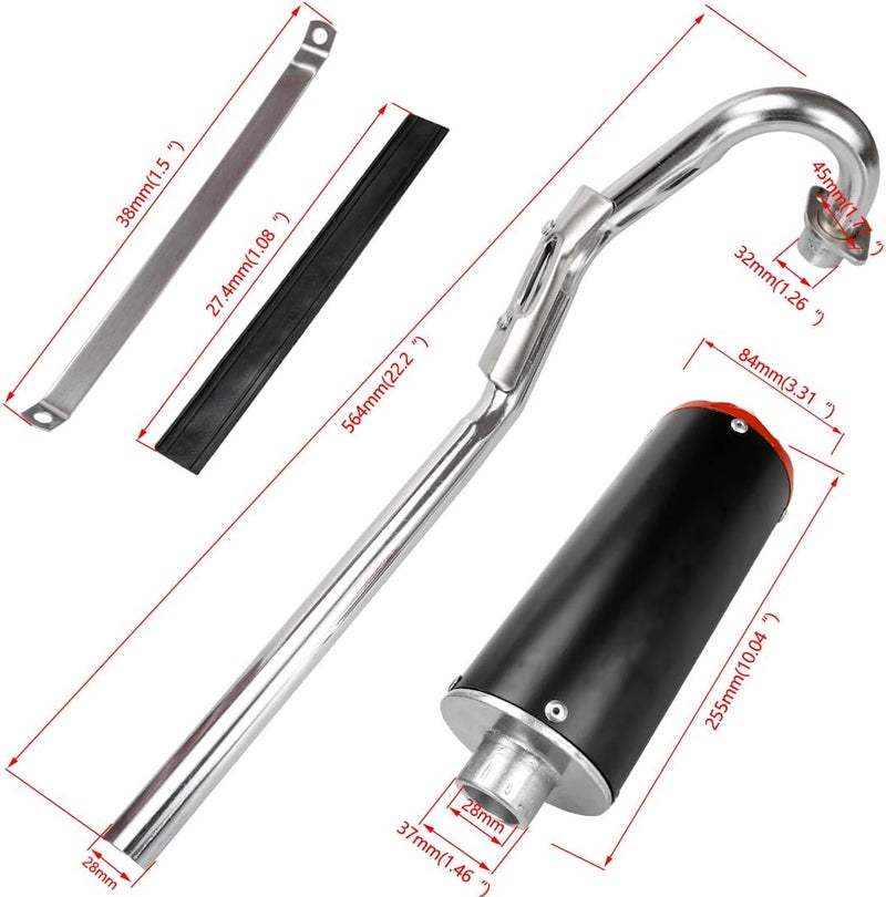 FVRITO Exhaust Muffler Silencer Pipe Assembly Kit for 70cc 90cc 110cc 125cc CRF50 XR50 SSR SR110 Roketa Taotao DB14 DB10 X-PRO DB-X20 SDG Coolster Chinese Mini Pit Dirt Bike Motocross Parts Red - Image 5
