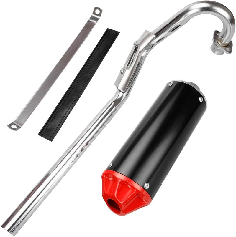 FVRITO Exhaust Muffler Silencer Pipe Assembly Kit for 70cc 90cc 110cc 125cc CRF50 XR50 SSR SR110 Roketa Taotao DB14 DB10 X-PRO DB-X20 SDG Coolster Chinese Mini Pit Dirt Bike Motocross Parts Red - Image 3
