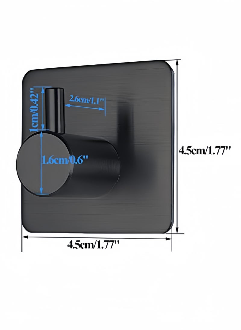 nihao خطاف معطف وعباءة من الفولاذ المقاوم للصدأ 6 قطع، خطافات مناشف ثقيلة على الحائط، خطافات دش للحمام والمطبخ - أسود 4.5x4.5x2.6 سم - Image 2