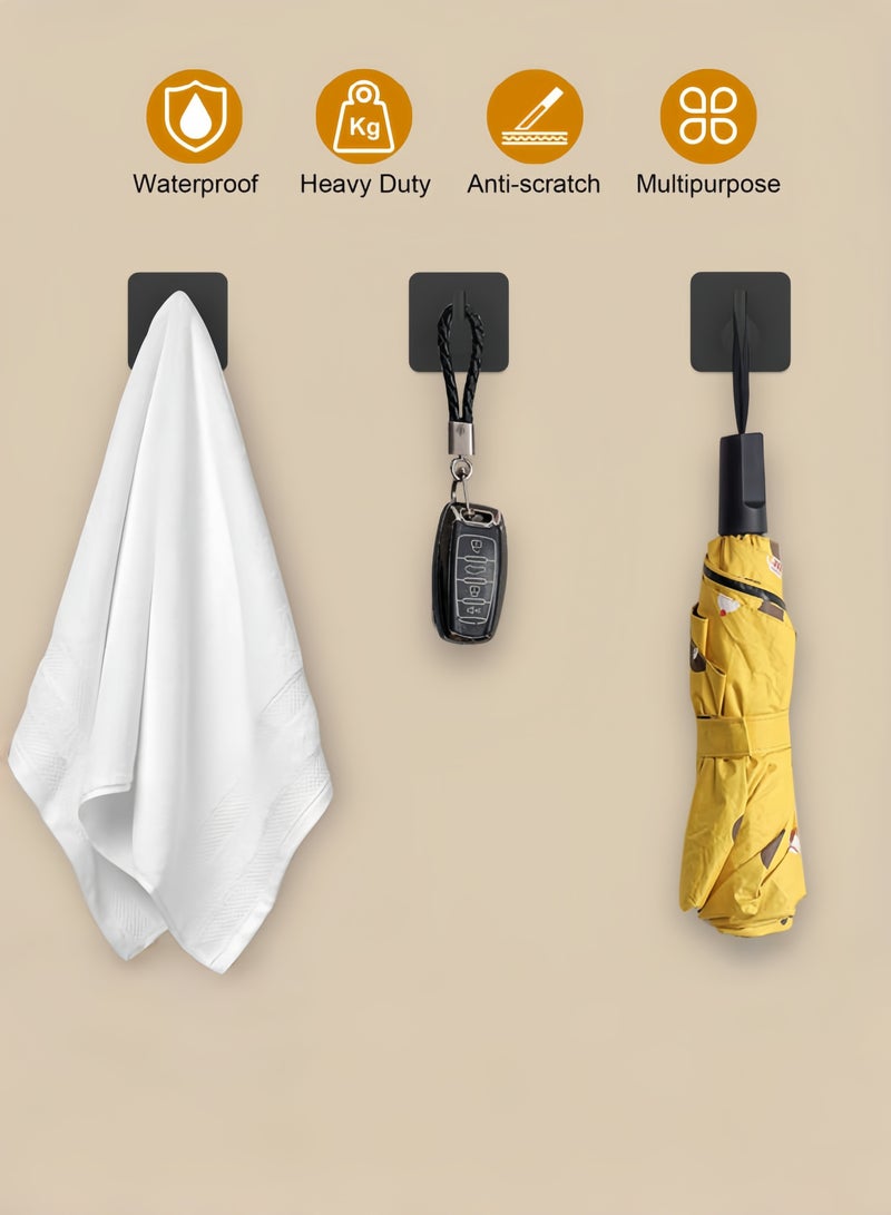 nihao خطاف معطف وعباءة من الفولاذ المقاوم للصدأ 6 قطع، خطافات مناشف ثقيلة على الحائط، خطافات دش للحمام والمطبخ - أسود 4.5x4.5x2.6 سم - Image 4