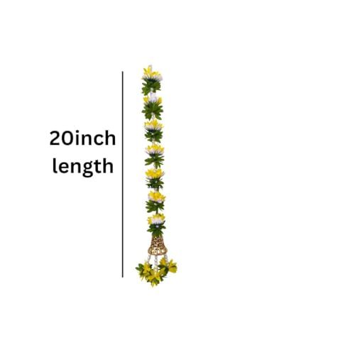 Afarza Toran Garland for Door Decoration Festival Wedding Backdrop Haldi Mehndi Home Decor Hanging with Golden Bells, 6 Pieces (Yellow White) - Image 4