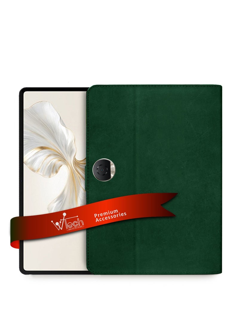 Wtech PU Leather Magnetic Closure Flip Case Cover For Honor Pad 9 12.1 Inch 2023 Dark Green - Image 1