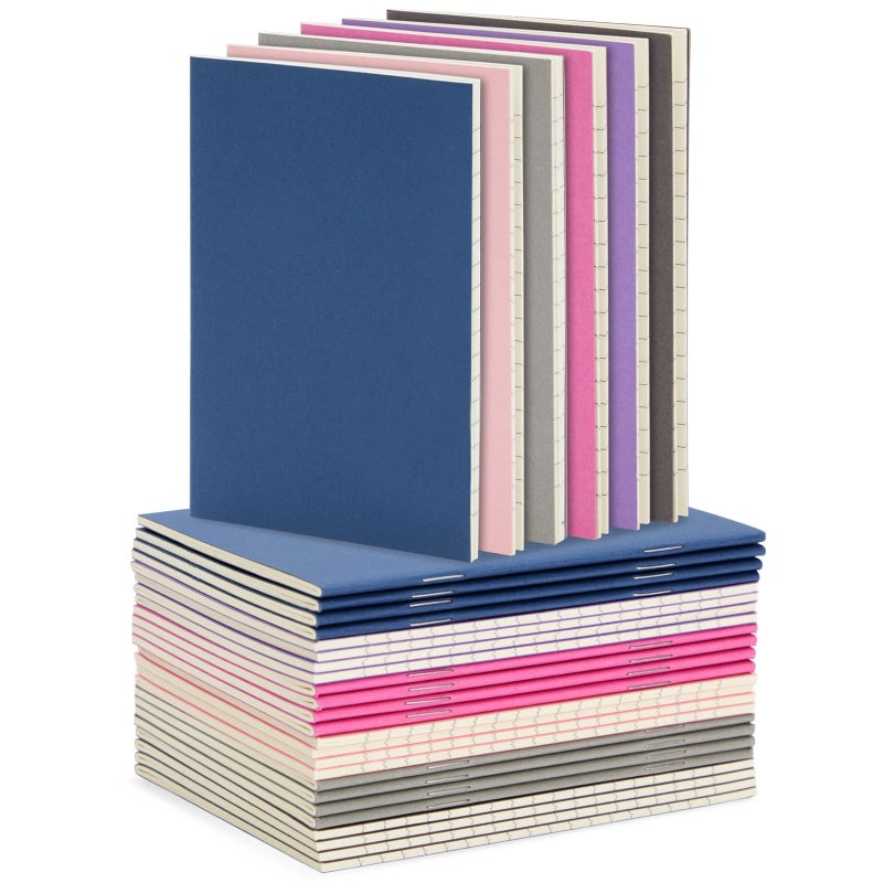 Paper Junkie 24 Pack Mini Paper Notebooks for Kids Bulk Pocket Notepads with 48 Lined Pages for Journaling Writing Composition School Supplies 6 Colors 35 x 5 in Composition Notebook