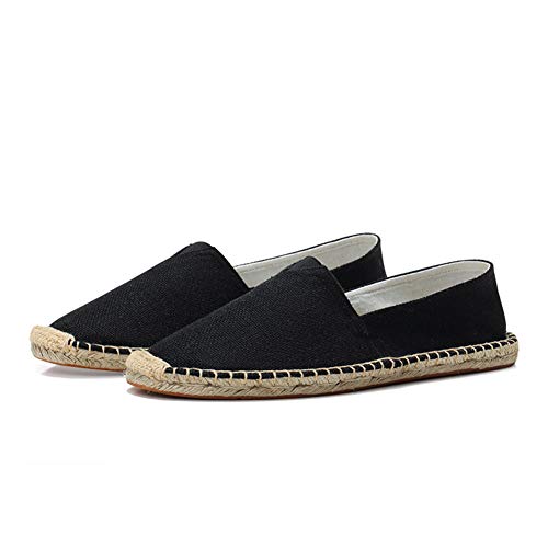 fereshte Unisex Espadrilles Flats Mens Womens Alpargata Breathable Slip On Canvas Shoes Black Label Size 44-270mm - US 11.5 Women/10 Men - Image 2