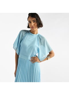 FAV Pleated Maxi Dress with Ruffle Sleeves  - Image 3