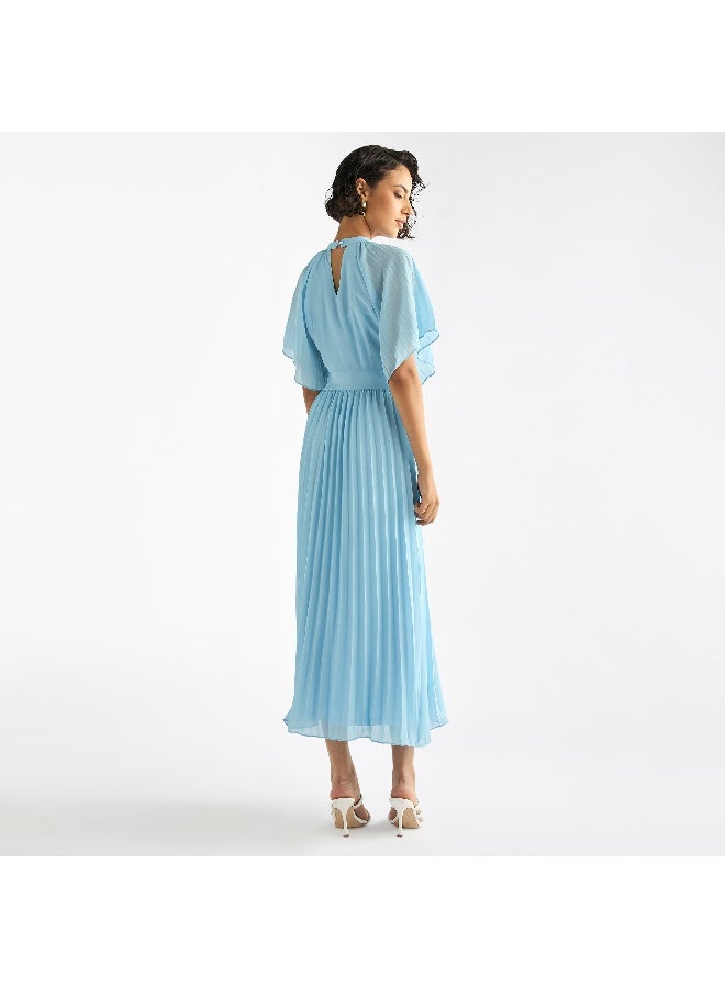 سبلاش فيڤ فستان طويل بكسرات وأكمام منفوخة - Image 4