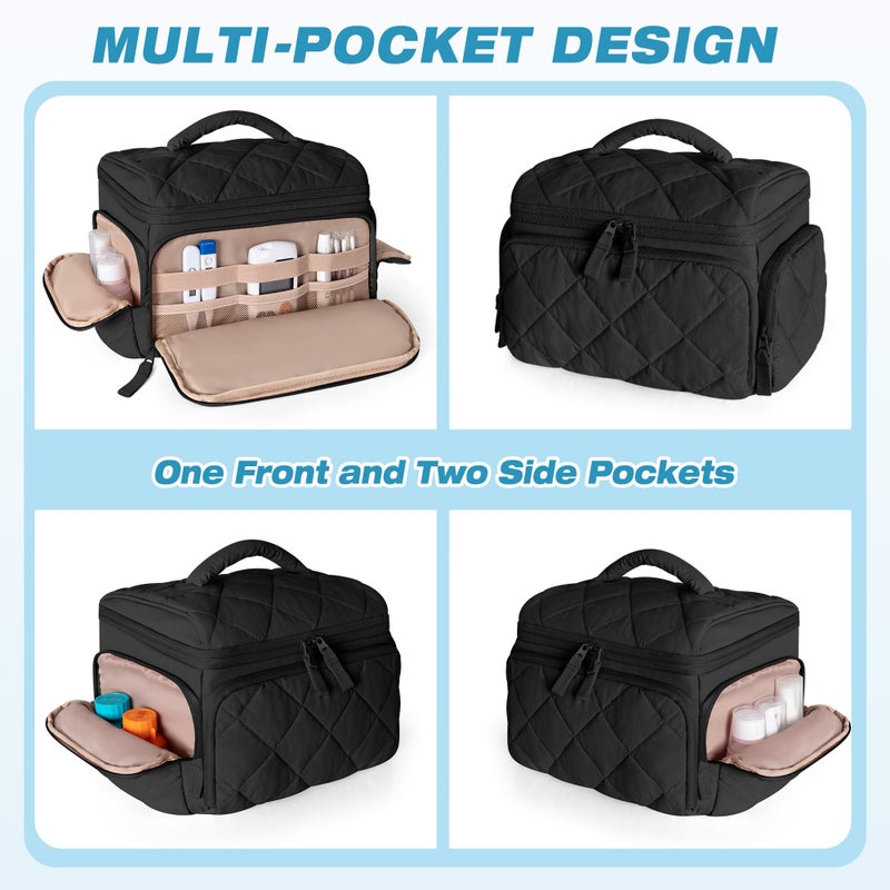 Marscamd Medicine Organizer Bag with Insulated Pocket for Travel, Pill Bottle Storage Case with 4 Customized Dividers for Medication, Insulin and First Aid Supplies, Black (BAG ONLY) - Image 4