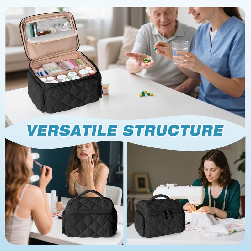 Marscamd Medicine Organizer Bag with Insulated Pocket for Travel, Pill Bottle Storage Case with 4 Customized Dividers for Medication, Insulin and First Aid Supplies, Black (BAG ONLY) - Image 5
