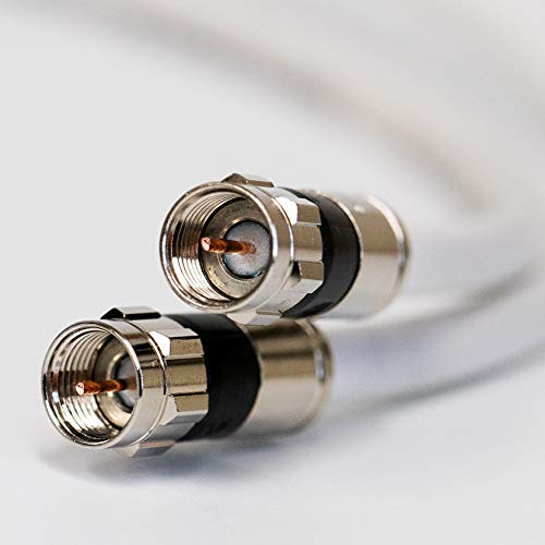 PHAT SATELLITE 50ft White RG6 Digital Coaxial Cable Shielded PVC Jacket Rated UL ETL CATV RoHS 75 Ohm RG6 Digital Audio Video Coaxial Cable with Premium Continuous Ground Brass Metal Compression F-Connectors - Image 2