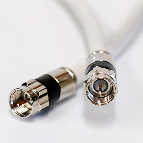 PHAT SATELLITE 50ft White RG6 Digital Coaxial Cable Shielded PVC Jacket Rated UL ETL CATV RoHS 75 Ohm RG6 Digital Audio Video Coaxial Cable with Premium Continuous Ground Brass Metal Compression F-Connectors - Image 3