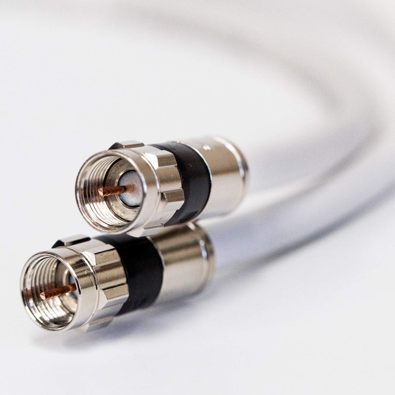 PHAT SATELLITE 50ft White RG6 Digital Coaxial Cable Shielded PVC Jacket Rated UL ETL CATV RoHS 75 Ohm RG6 Digital Audio Video Coaxial Cable with Premium Continuous Ground Brass Metal Compression F-Connectors - Image 5