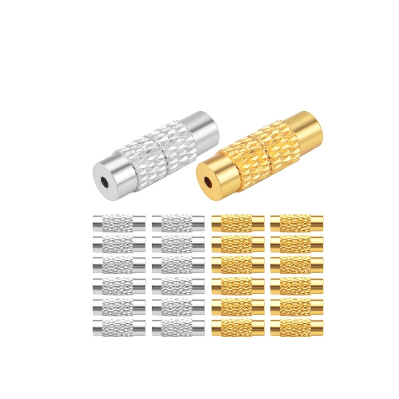 SOLARAE Screw Twist Clasps,  Brass Jewelry End Tip Caps Tube Fastener Cord End Caps DIY Decoration Accessories for Bracelet Necklace Craft Supplies Golden and Silver 12 mm x 4.2 mm (50pcs) - Image 1
