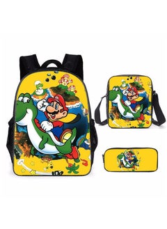 Generic Mario cartoon backpack, primary and secondary school student backpack, large capacity backpack, three piece set, single shoulder bag, pencil case, unisex  - Image 1