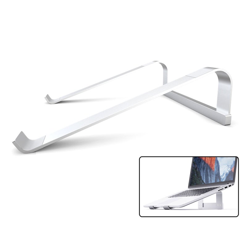 Ergonomic Laptop Stand: 16° Angle Premium Silver Aluminum Riser - Ventilated Heat-Dissipating Portable Holder for Home Office Travel Comfortable Typing Viewing - Image 2