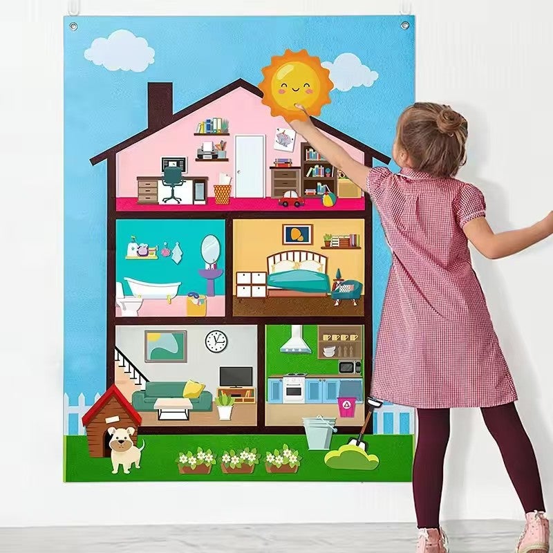 Star Felt Learning Board Baby 2 Training Early Education Board Wall Stickers Educational Toys Farm Story Diy Suit - Image 1