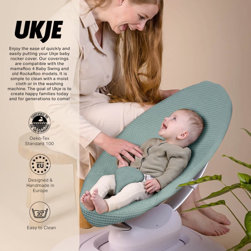 UKJE Liner Baby Rocker Cover, Compatible with 4moms MamaRoo 4 Old Model Before 2022, Baby Swing Cover, Bouncer Cover, Cover Swing Bouncer, Jade - Image 3