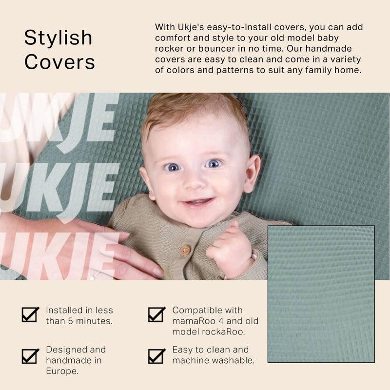UKJE Liner Baby Rocker Cover, Compatible with 4moms MamaRoo 4 Old Model Before 2022, Baby Swing Cover, Bouncer Cover, Cover Swing Bouncer, Jade - Image 2