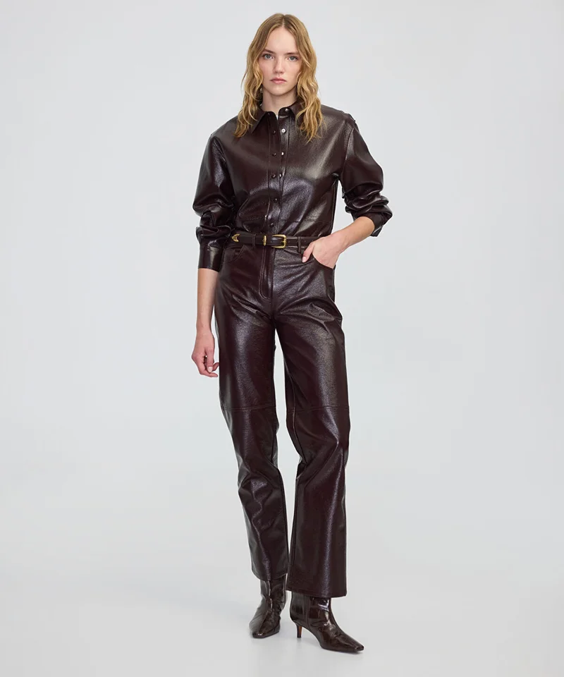 Ipekyol Faux Patent Leather Straight-Leg Trousers