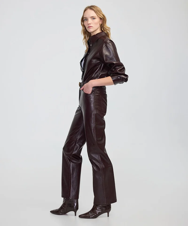 Ipekyol Faux Patent Leather Straight-Leg Trousers