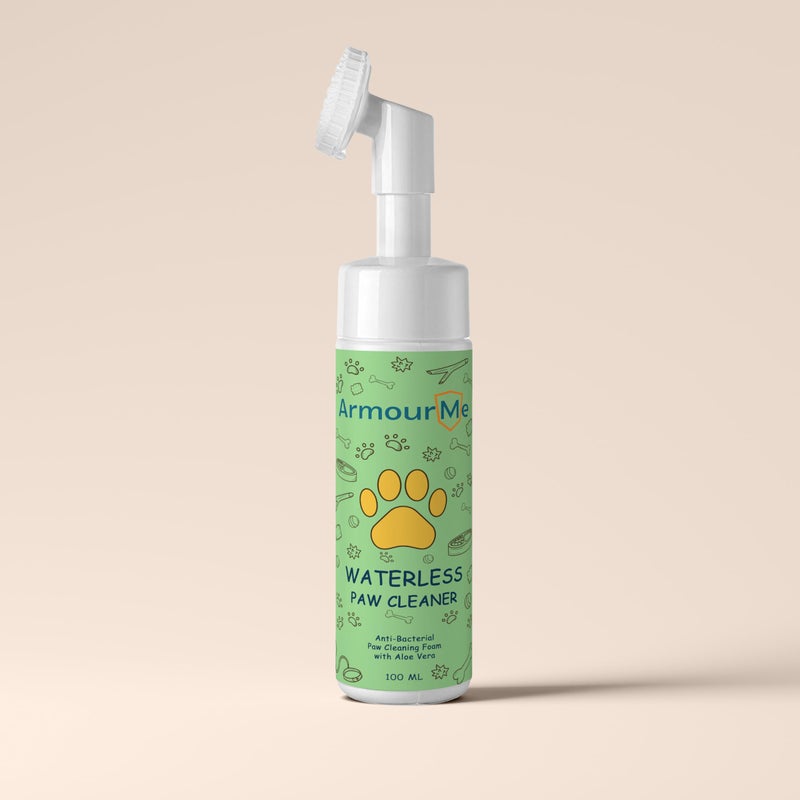ArmourMe Waterless Paw Cleaner for Dogs & Cats | Antibacterial Paw Foam with Aloe Vera & Silicone Brush | No Rinse Pet Paw Wash - Image 1