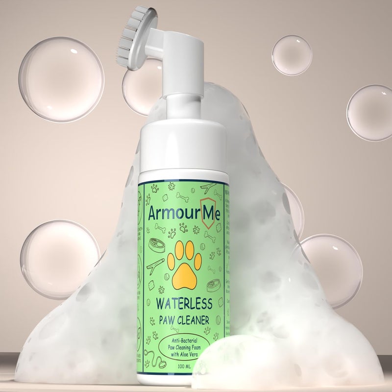 ArmourMe Waterless Paw Cleaner for Dogs & Cats | Antibacterial Paw Foam with Aloe Vera & Silicone Brush | No Rinse Pet Paw Wash - Image 3
